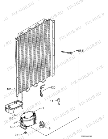 Взрыв-схема холодильника Juno Electrolux JKG4458 - Схема узла Cooling system 017